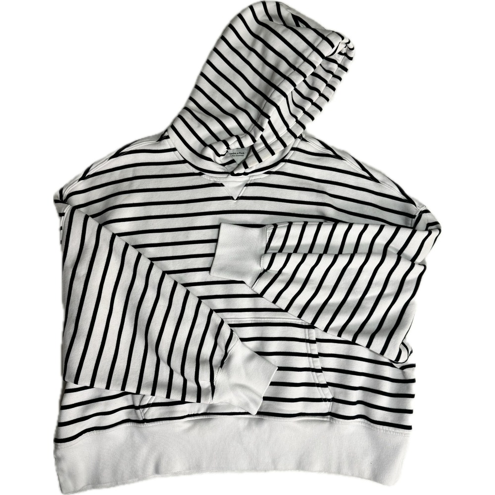 Abercrombie & Fitch Hoodie Women L/XL White Black Striped Soft A and F Max